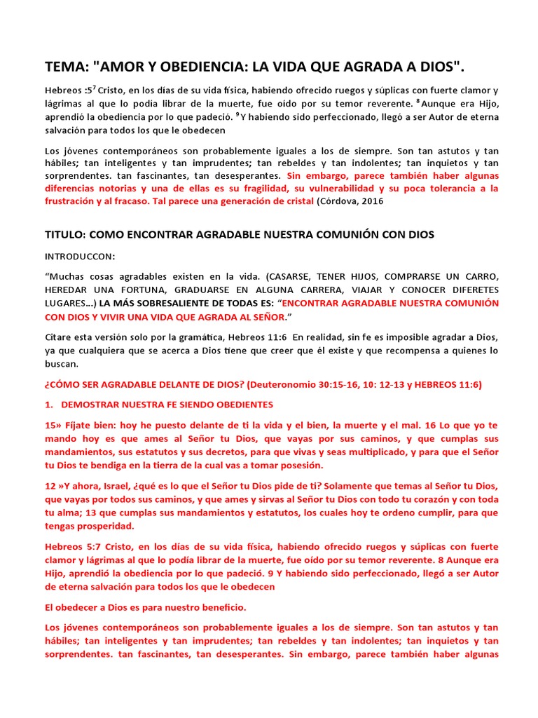 Una Vida Que Agrada A Dios | PDF | Fe | Dios