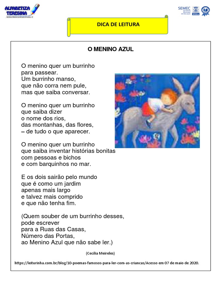 O-MENINO-AZUL-Cecília-Meireles | PDF