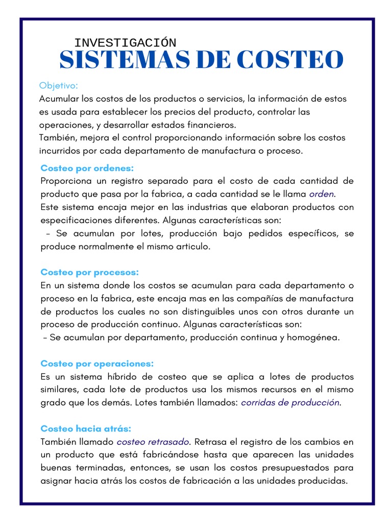 Guía de Sistemas de Costeo | PDF | Inventario | Economias