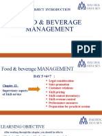 Lesson 5 - Supervisory Aspects of F&B Service