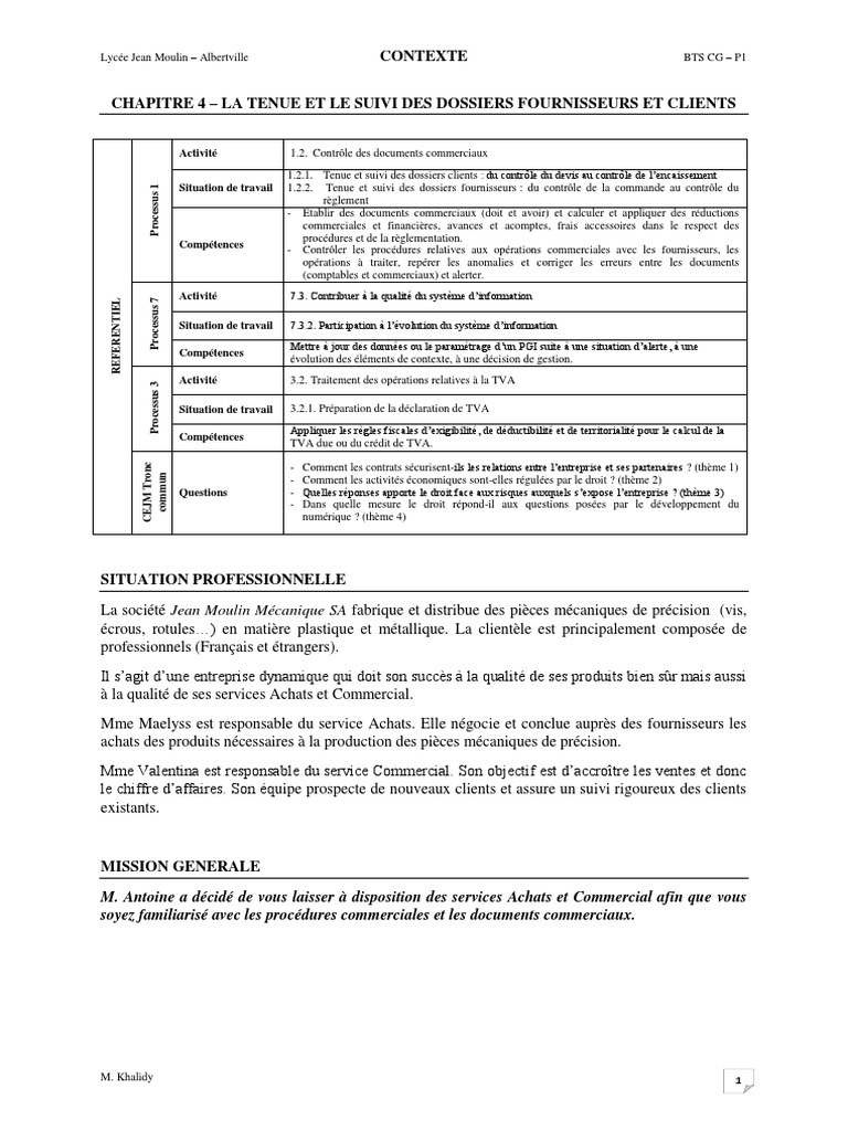 Chapitre 4 - Enoncé Des Missions, PDF, Facture