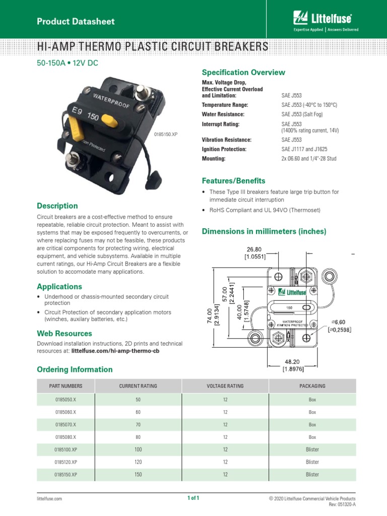 Littelfuse Circuit Breakers Hi Amp Thermo Datasheet PDF Fuse (Electrical) Building Engineering