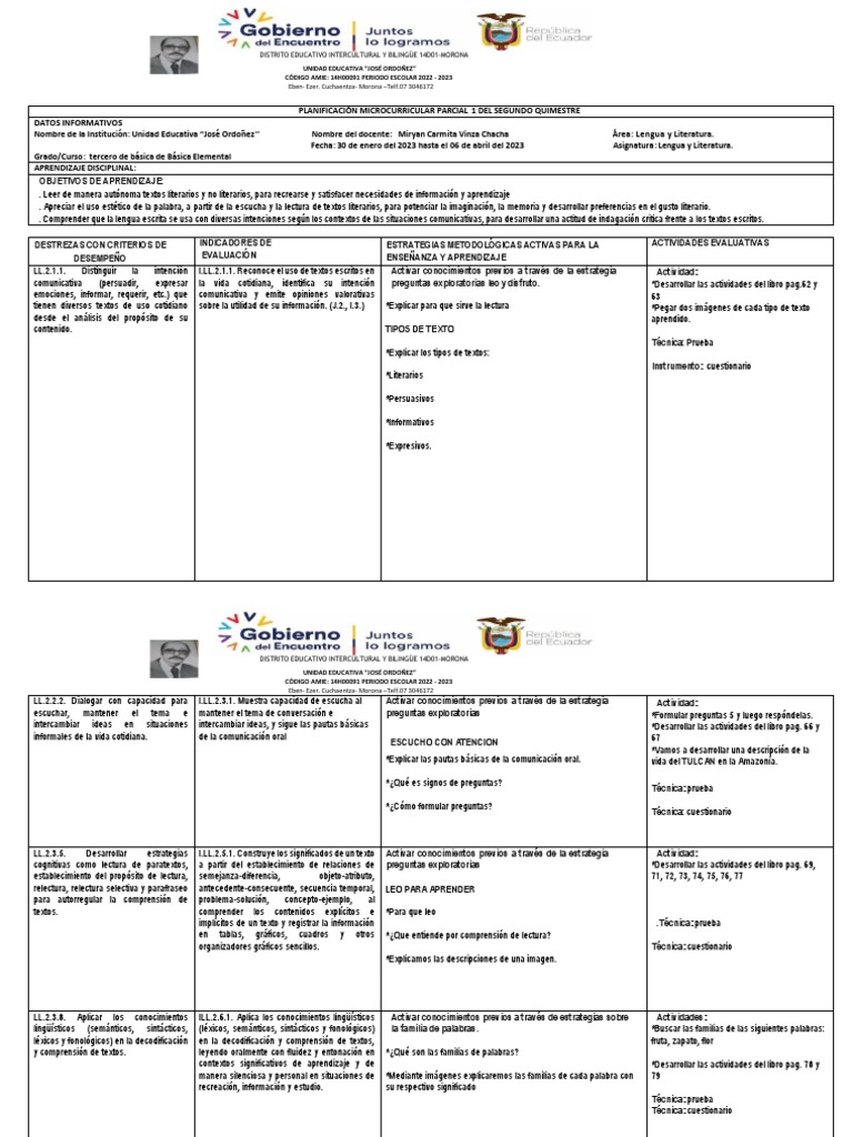 Planificacion 33333333 Parcial 2023 | PDF | Aprendizaje | Evaluación
