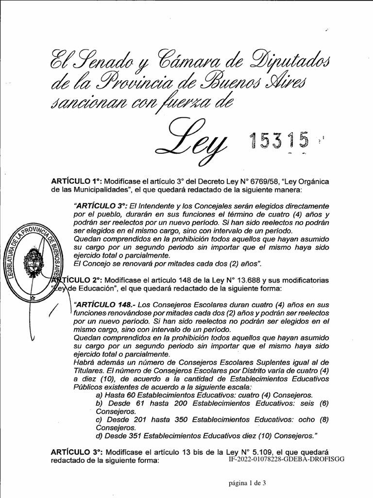 Ley 15315 pdf
