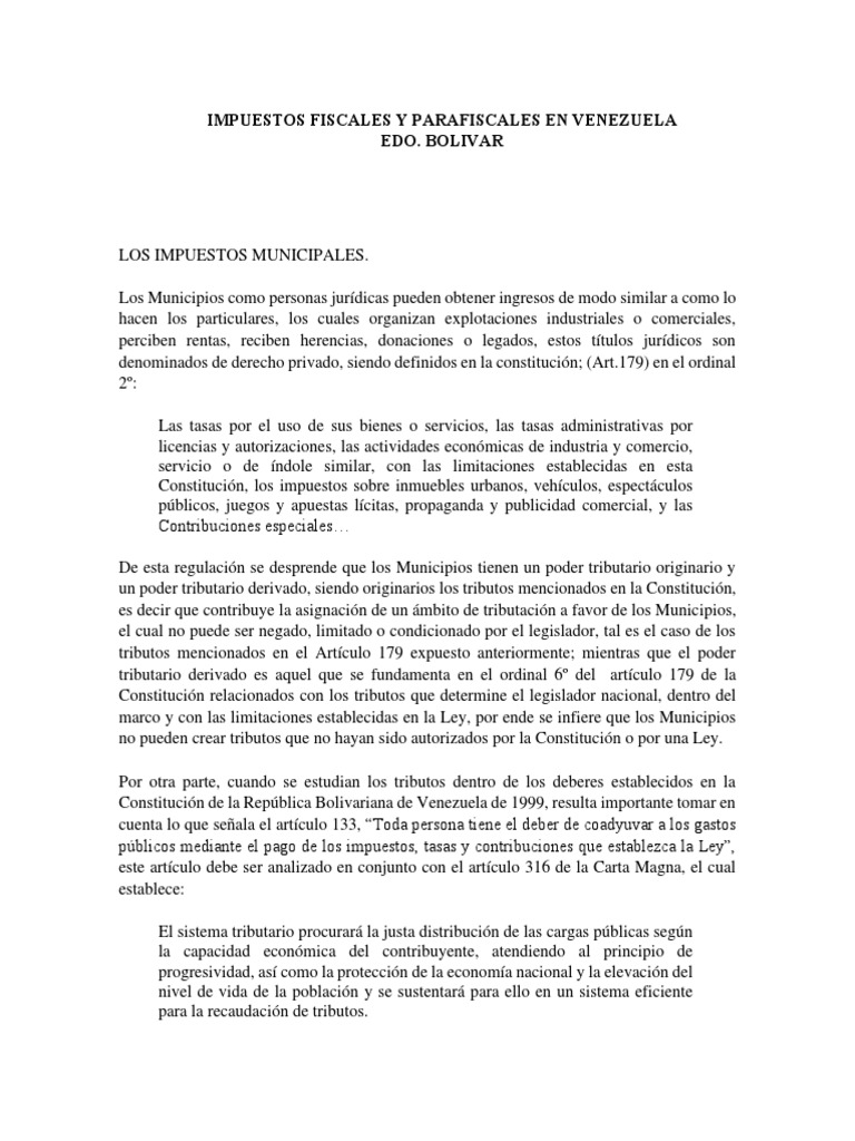 Características de Las Contribuciones Parafiscales PDF Impuestos