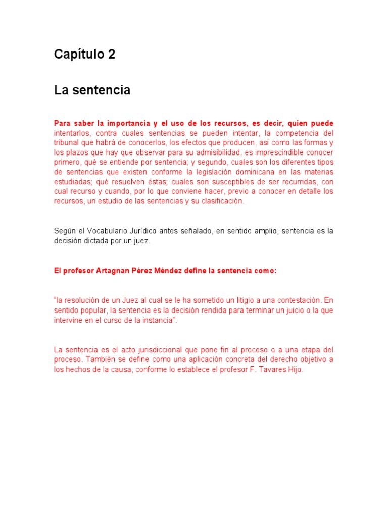 Capítulo 2. La Sentencia. Procedimiento Civil | PDF | Sentencia (ley