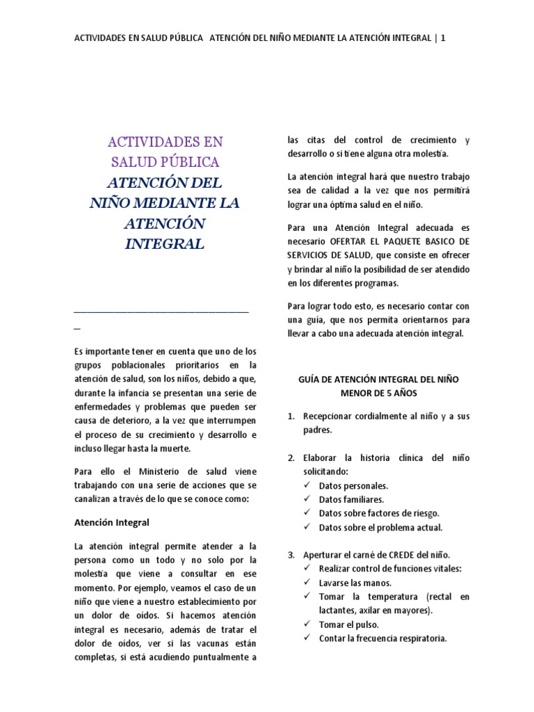 Atención Integral del Niño Menor de 5 Años | PDF | Especialidades ...