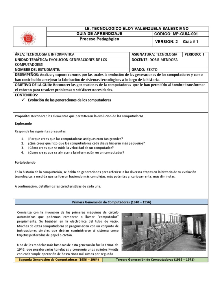 Evolución de Computadoras para Sexto Grado | PDF | Hardware de la ...