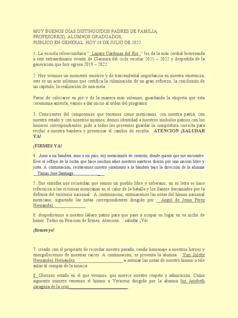Programa De Clausura Primaria