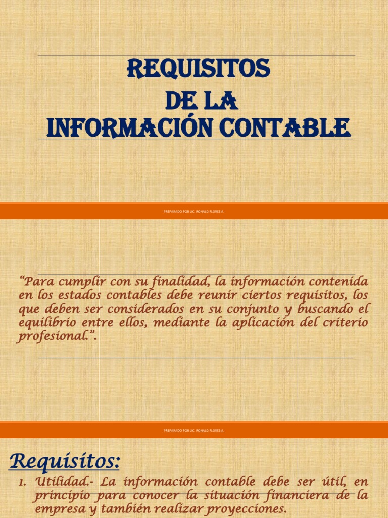 Requisitos de La Información Contable | PDF