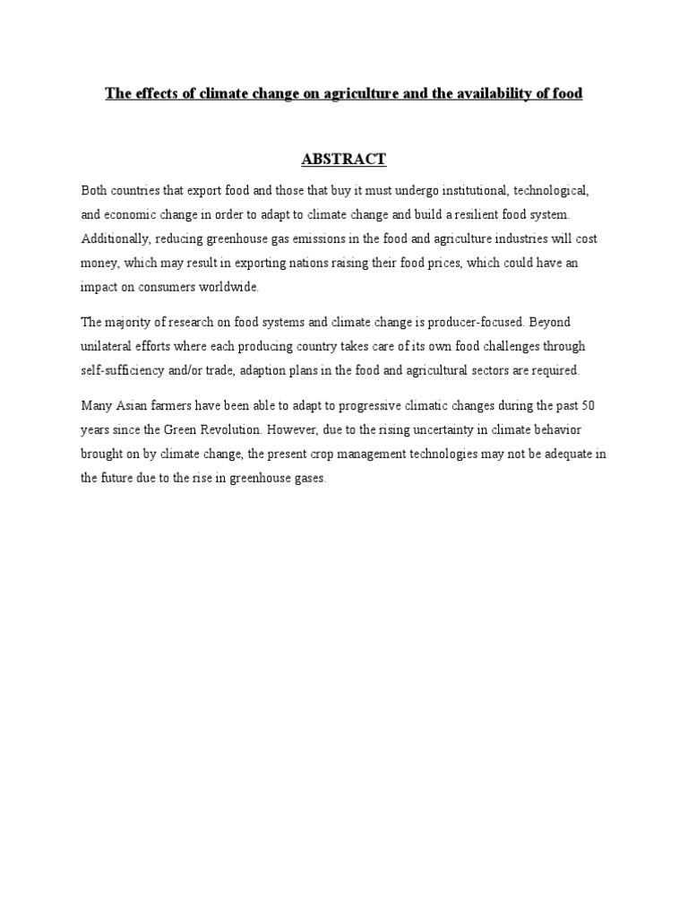 Climate Change's Impact on Food Supply | PDF