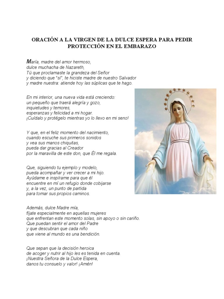 Oración A La Virgen de La Dulce Espera para Pedir Protección en El ...