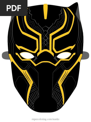 Black Panther Mask Colored Template Paper Craft