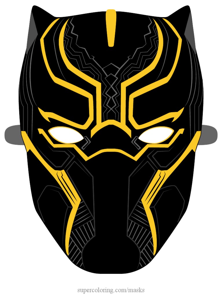 Black Panther Mask Colored Template Paper Craft | PDF