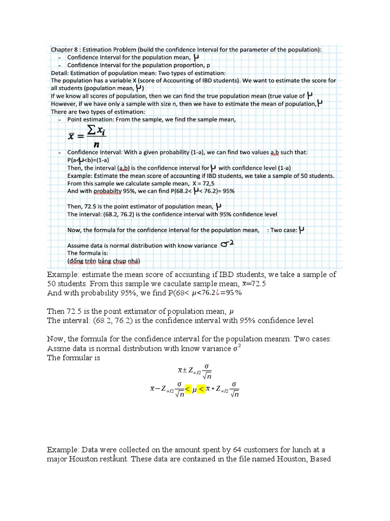 Lesson Note Unit 8 PDF Confidence Interval Standard Deviation