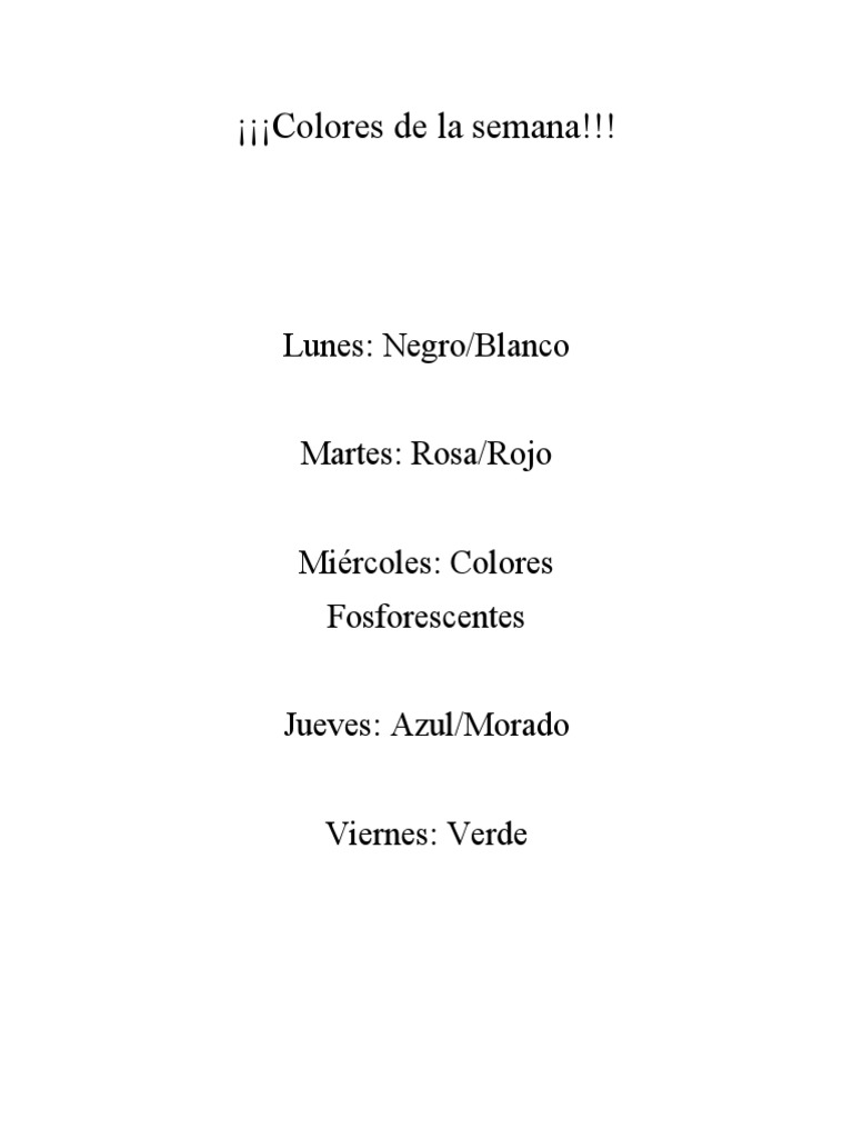 Colores de La Semana PDF
