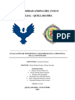 Evaluacion de Monopolio y Oligopolio en La Provincia La Convencion