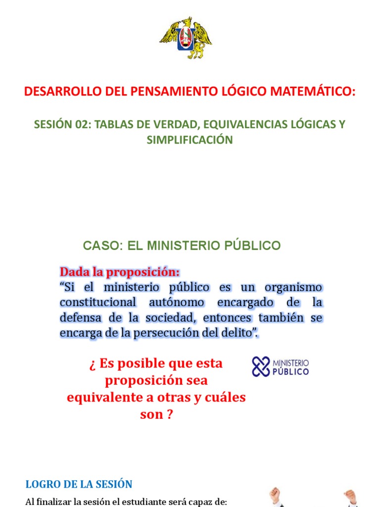 s02 Tablas de Verdad, Equivalencias Lógicas y Simplificación. PDF