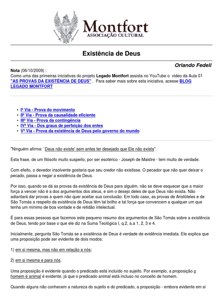 Prova Da Existencia de Deus | PDF | Filosofia