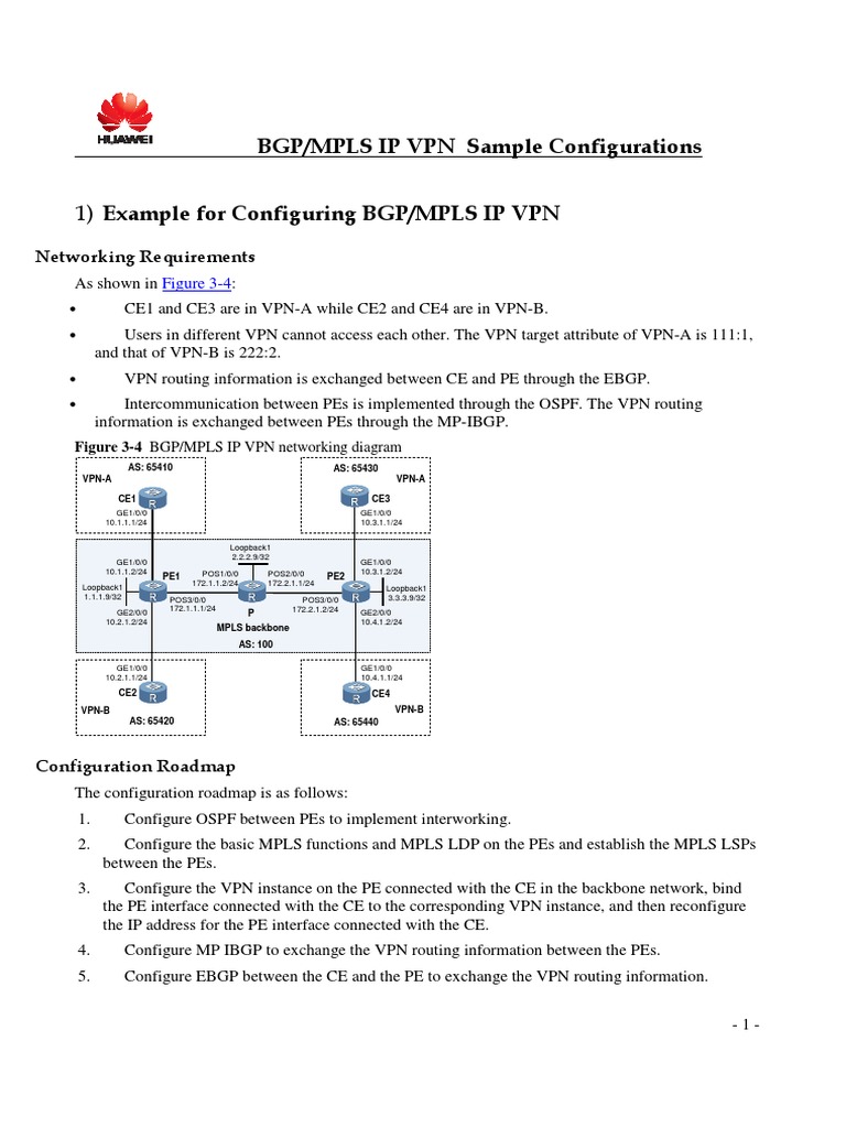2-1 Sample Config - VPN MPLS L3 BGP | PDF