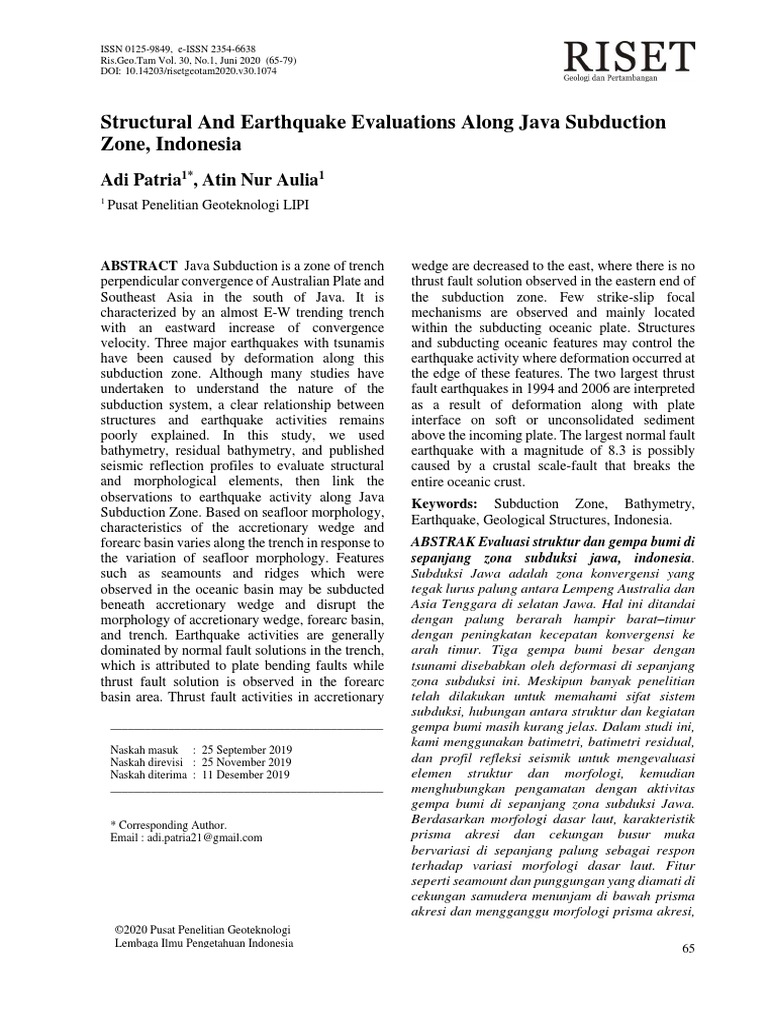 Java Subduction Zone Analysis | PDF | Earthquakes | Fault (Geology)
