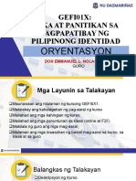 Oryentasyon - Wika at Panitikan Sa Pagpapatibay NG Pilipinong Identidad