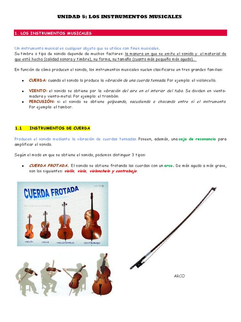 Mus Unidad5 | PDF | Instrumentos de cuerda | Instrumentos de viento de ...