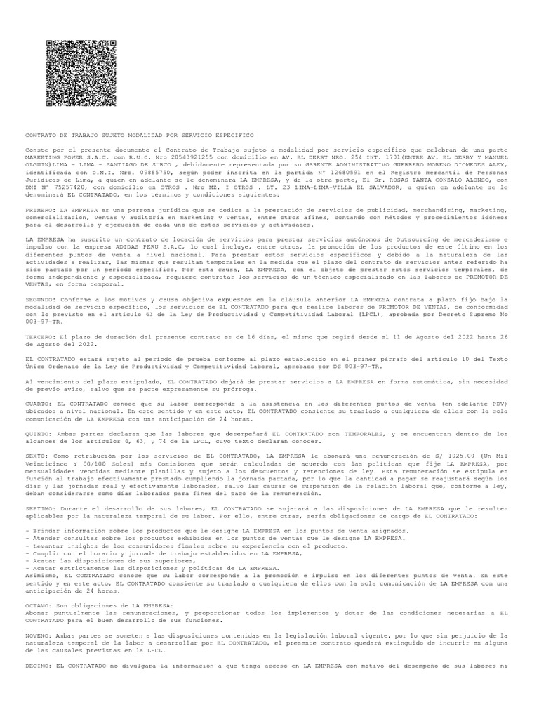 Contrato de Adidas Group Por Campaña2 | PDF | Arbitraje | Tiempo de trabajo