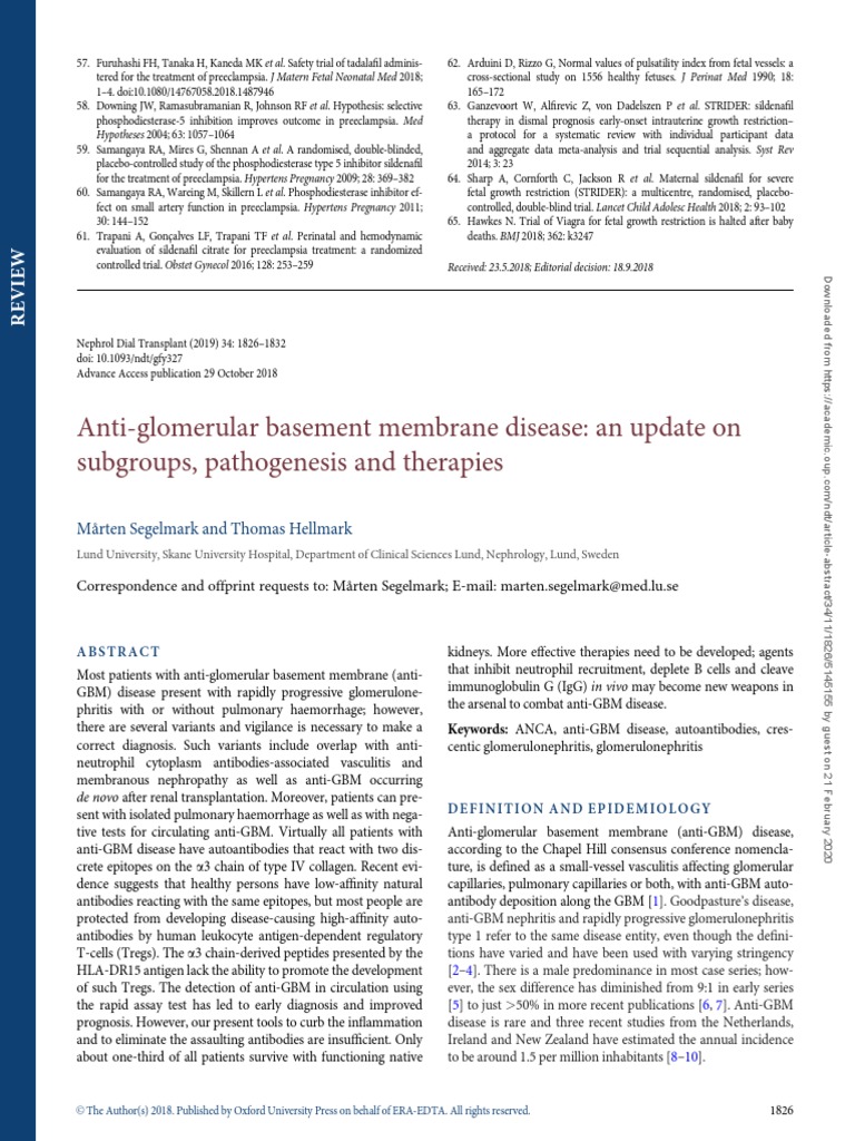 Anti-Glomerular Basement Membrane Disease An Update On Subgroups ...