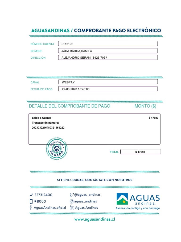 Comprobante Pago Cta 2116122 | PDF
