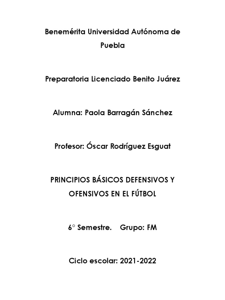 Tácticas ofensivas y defensivas PDF Asociación de Futbol Defensor