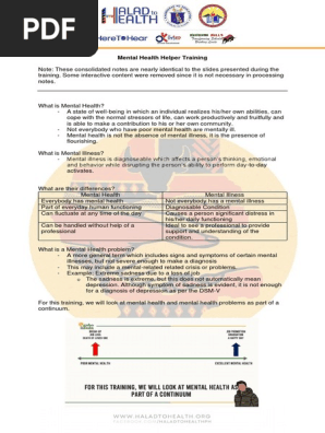 mental health helper training notes
