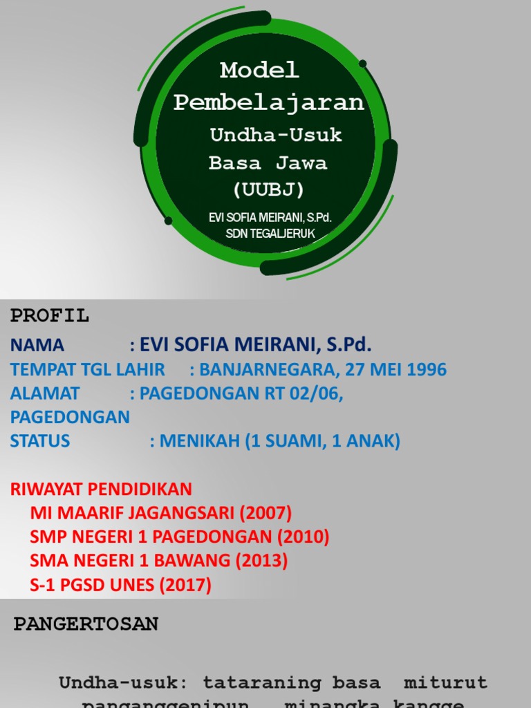Model Pembelajaran Undha Usuk Basa Jawa Edit Sofia | PDF