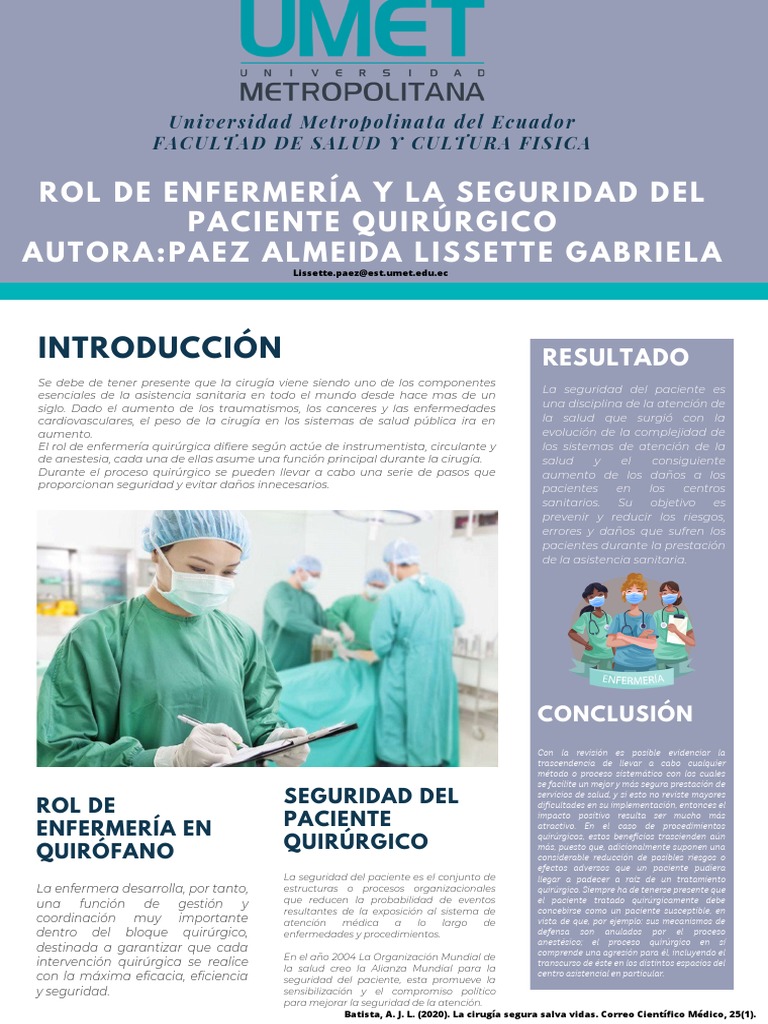Rol De Enfermería Y La Seguridad Del Paciente Quirúrgico Pdf