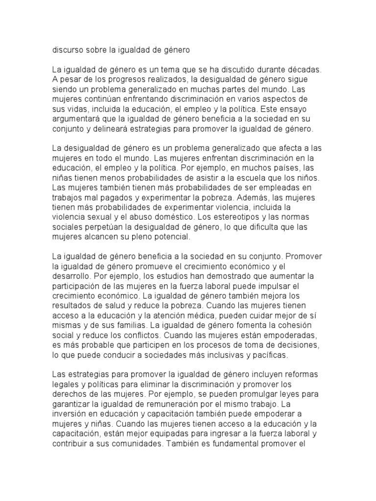 Promoviendo la Igualdad de Género | PDF | Estudios de género | Igualdad ...