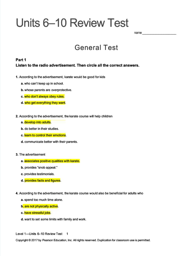 PDF Units 6 10 Review Test Compress | PDF | Sleep