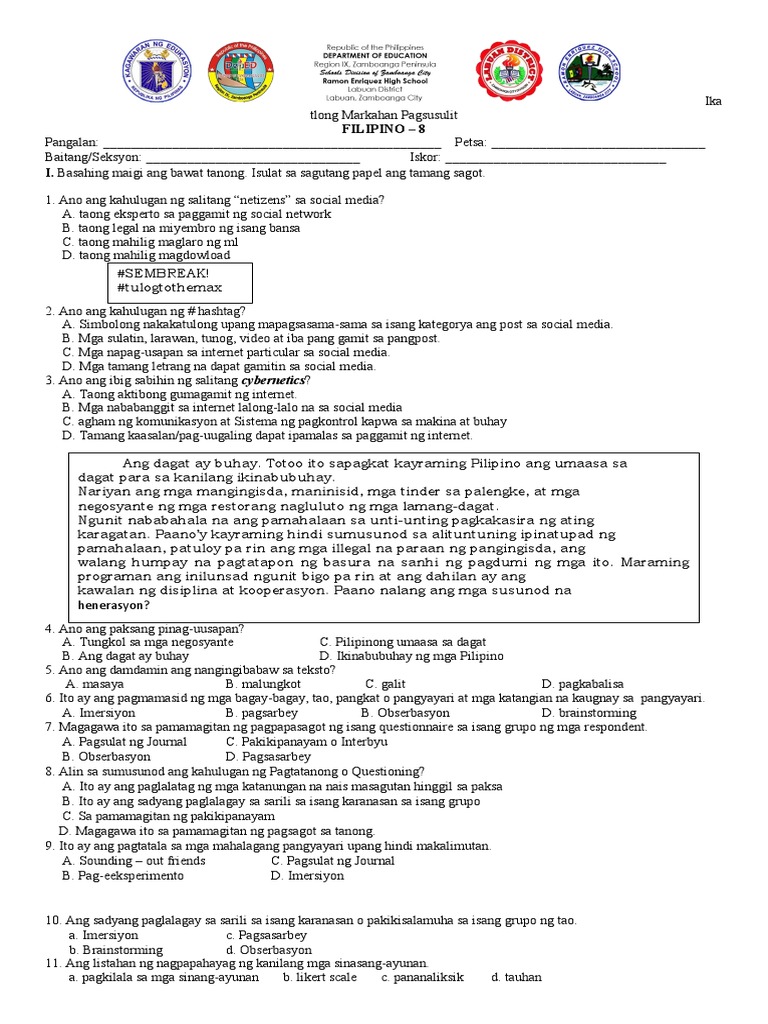 Pre Test | PDF