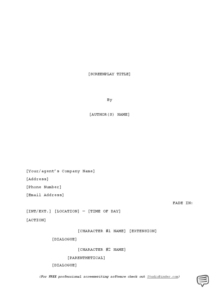 StudioBinder Word Screenwriting Template PDF