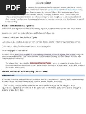 Balance sheet(research)
