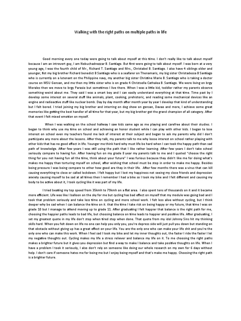 Walking with the right paths on multiple paths in life pdf
