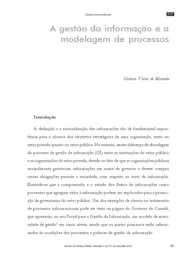 A Gestão Da Informação e A Modelagem de Processos | PDF | Gestão de ...