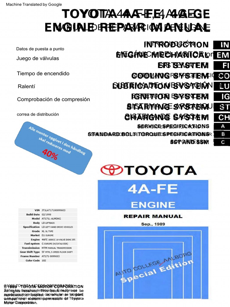 Manual de Mecánica Toyota 4A-FE, 4A-GE - Compressed | PDF | Pistón ...