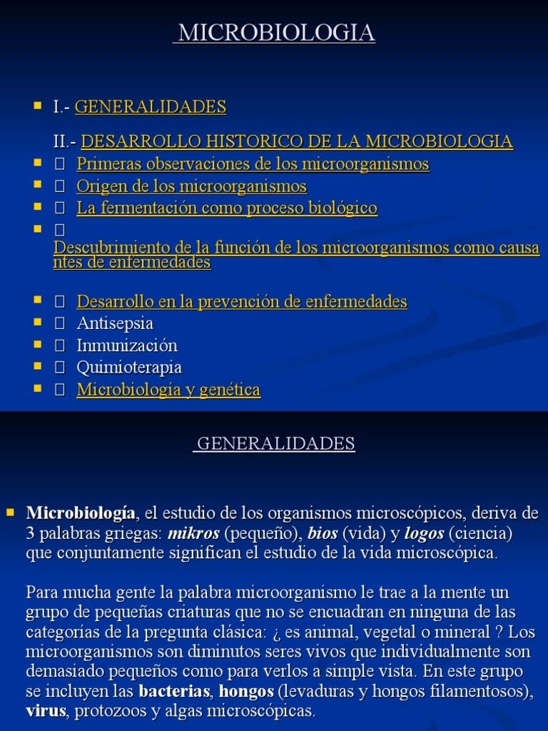 Historia y generalidades de la microbiología | PDF | Microbiología ...
