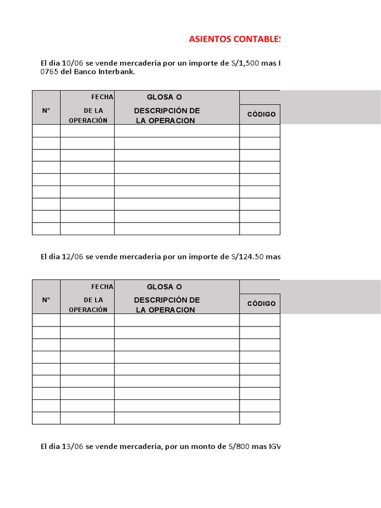 Asiento De Venta Cobro Pdf Servicios Financieros Bancario