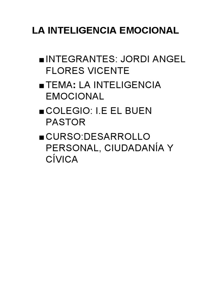 La Inteligencia Emocional PDF Inteligencia emocional Las emociones