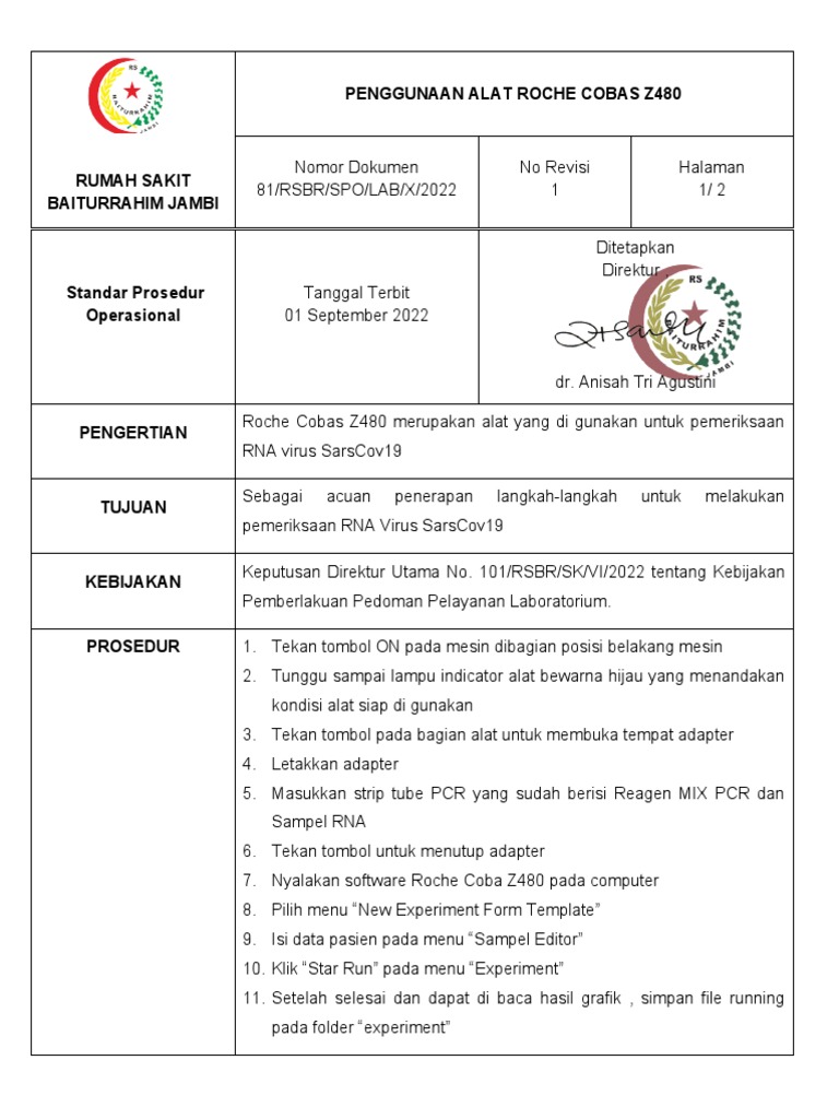 Prosedur Penggunaan Roche Cobas Z480 | PDF | Sains & Matematika ...