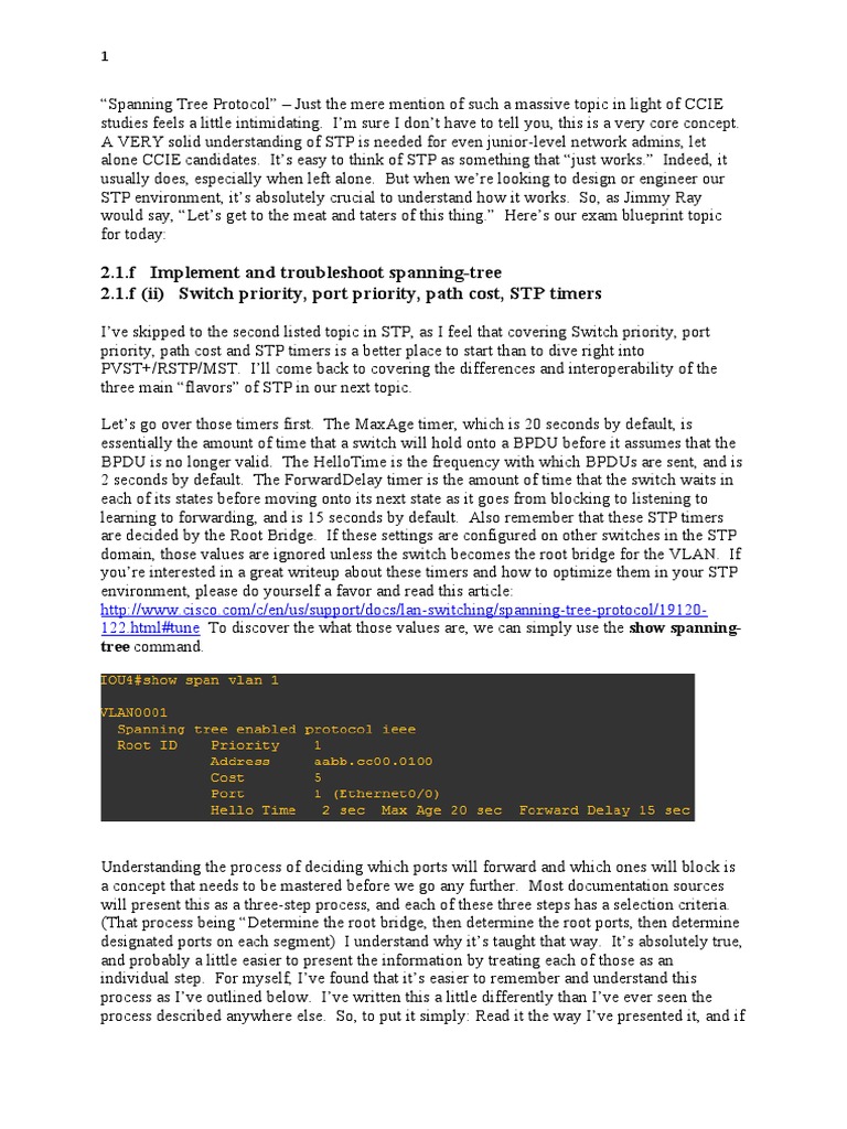 Spanning Tree Protocol Basics | PDF | Telecommunications | Network ...