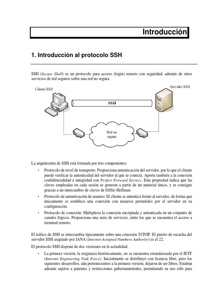 Introducción al Protocolo SSH y Versiones | PDF | Cubierta segura ...