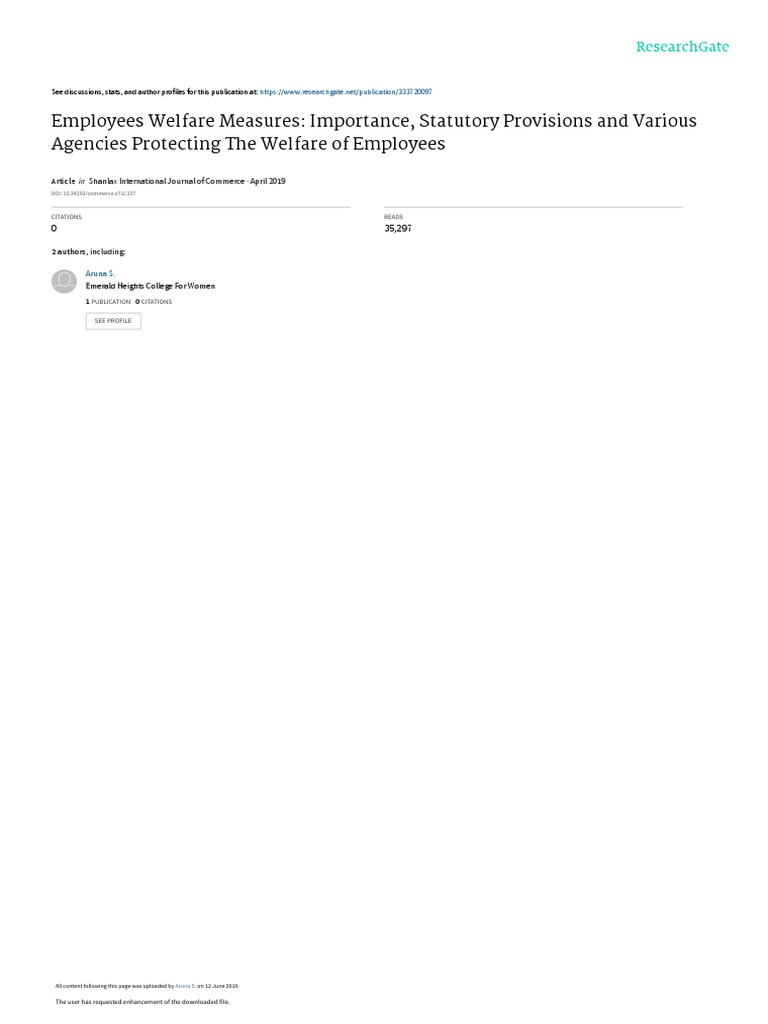 Employees welfare measures importance statutory provisionsand various