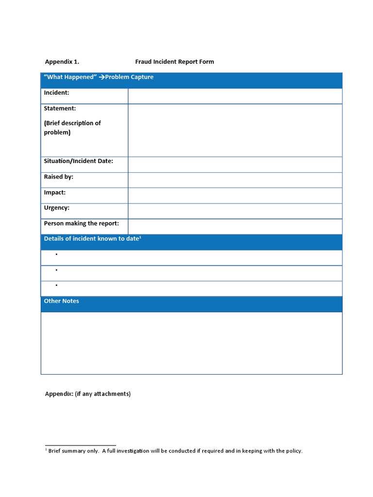 Fraud Incident Report Form | PDF